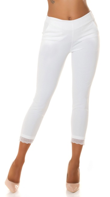 Highwaist pants with lace detail White
